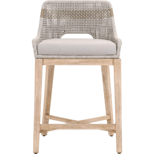 Tapestry Counter Stool in Taupe & White Rope & Grey Fabric