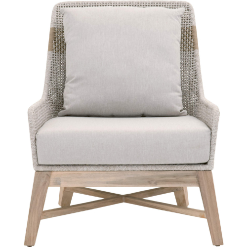 Tapestry Outdoor Club Chair in Taupe & White Rope on Gray Teak