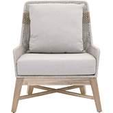 Tapestry Outdoor Club Chair in Taupe & White Rope on Gray Teak