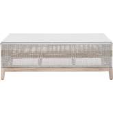 Tapestry Outdoor Coffee Table in Rope, Steel & Tempered Glass