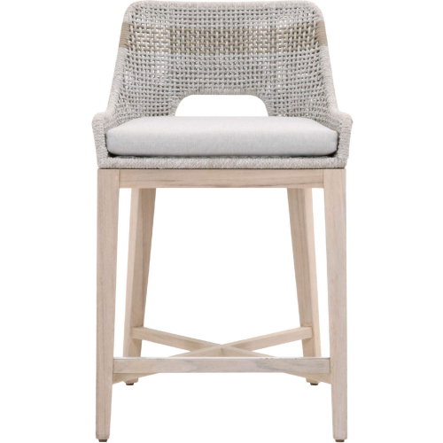 Tapestry Outdoor Counter Stool in Taupe & White Flat Rope