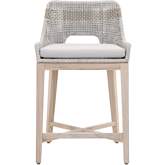 Tapestry Outdoor Counter Stool in Taupe & White Flat Rope