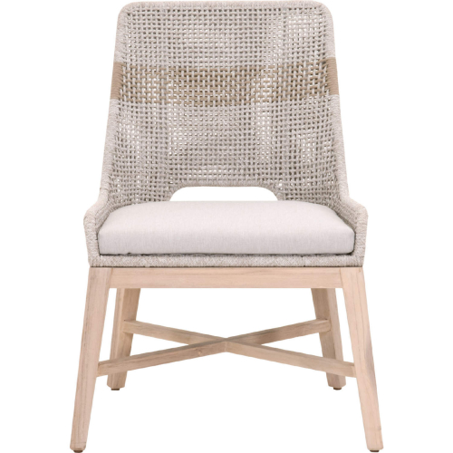 Tapestry Outdoor Dining Chair in Taupe & White Rope (Set of 2)