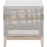 Tapestry Outdoor End Table in Rope, Steel & Tempered Glass