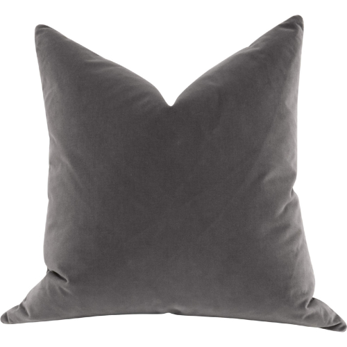 The Basic 22" Essential Pillow in Dark Dove Gray Velvet (Set of 2)