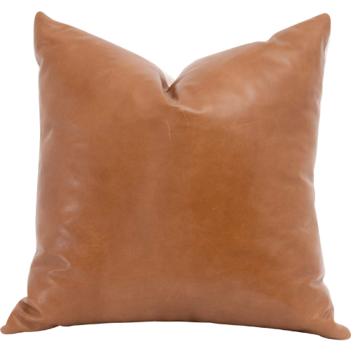 The Better Together 22" Essential Pillow in Brown Top Grain Leather & Jute (Set of 2)