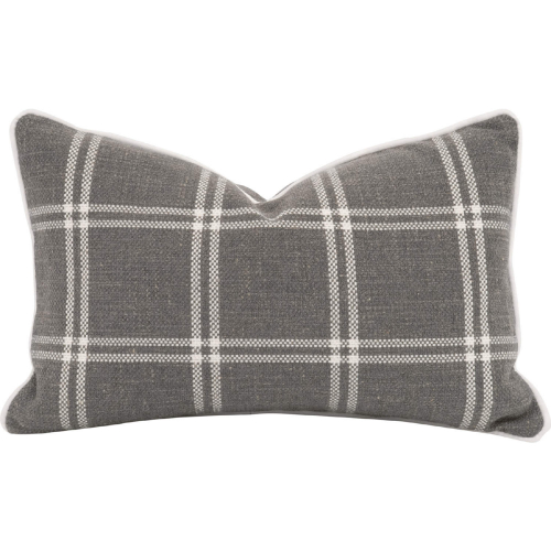 The Not So Basic 20" Essential Lumbar Pillow in Gray & Ivory Fabric (Set of 2)