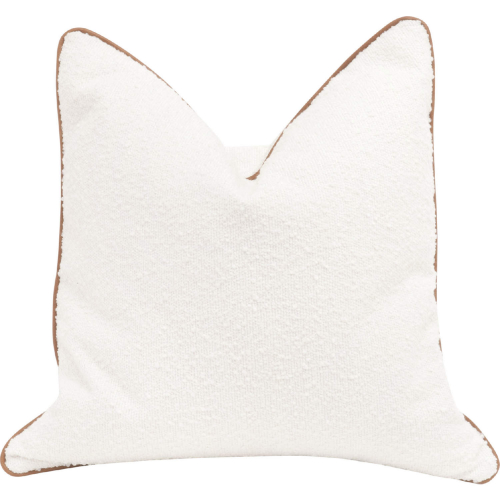 The Not So Basic 22" Essential Pillow in White Boucle & Brown Leather (Set of 2)