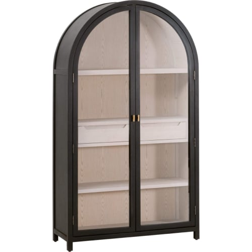 Toulouse Display Cabinet in Black Birch, Oak Wood & Tempered Glass