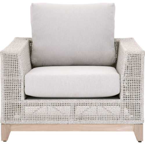 Tropez Outdoor Arm Chair in Taupe & White Rope & Gray Fabric