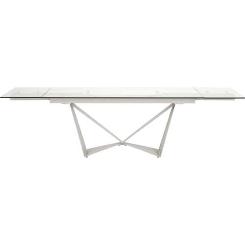 Vida 71" Extension Dining Table in Light Gray Metal & Glass