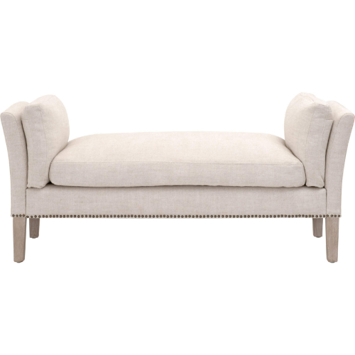 Warner Bench in Gray Wood & Bisque Fabric