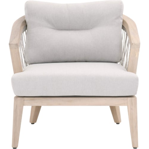 Web Outdoor Club Chair in Taupe & White Rope, Fabric & Teak