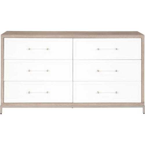 Wrenn 6 Drawer Double Dresser in Gray, White & Stainless