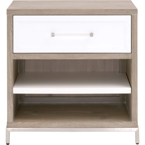 Wrenn 1 Drawer Nightstand in Gray, White & Stainless