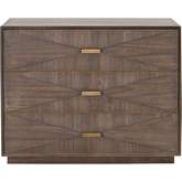 Wynn 3 Drawer Nightstand in Burnished Brown & Brushed Gold 6157.BBRN/BGLD