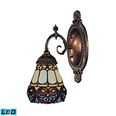 Mix-N-Match 1 Light Wall Sconce in Tiffany Bronze w/ Mosaic Tiffany Glass (LED)