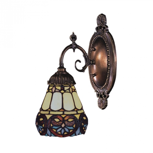 Mix-N-Match 1 Light Wall Sconce in Tiffany Bronze w/ Mosaic Tiffany Glass