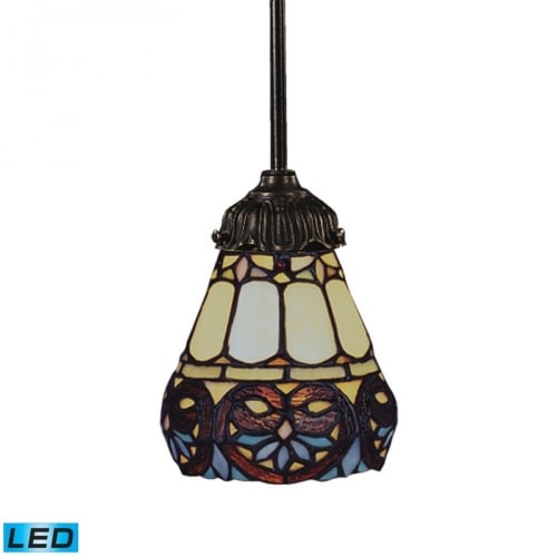 Mix-N-Match 1 Light Pendant Light in Tiffany Bronze w/ Mosaic Tiffany Glass (LED)