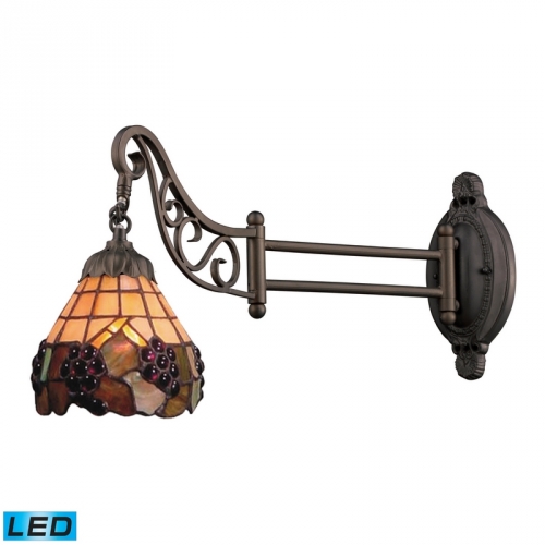 Mix-N-Match 1 Light Swingarm Sconce in Tiffany Bronze w/ Mosaic Tiffany Glass (LED)