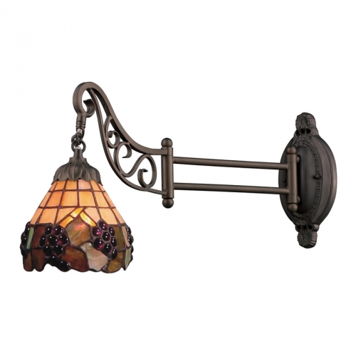 Mix-N-Match 1 Light Swingarm Sconce in Tiffany Bronze w/ Mosaic Tiffany Glass