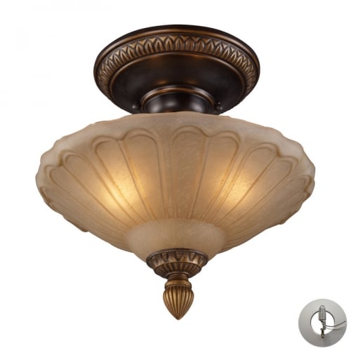 Restoration Flushes 3 Light Semi Flush Ceiling Light in Antique Golden Bronze