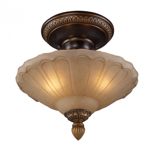 Restoration 3 Light Semi Flush Mount Light in Golden Bronze