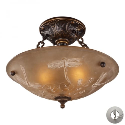 Restoration Flushes 3 Light Semi Flush Ceiling Light in Antique Golden Bronze