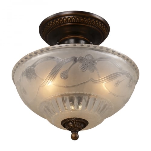 Restoration 3 Light Semi Flush Mount Light in Golden Bronze