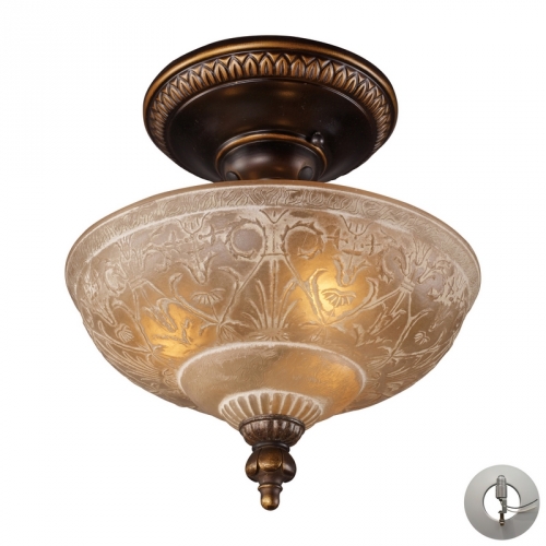 Restoration Flushes 3 Light Semi Flush Ceiling Light in Antique Golden Bronze