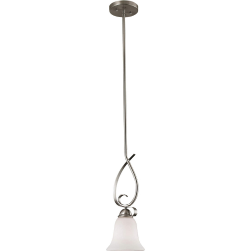 Brighton 6"W 1 Light Ceiling Pendant Light in Brushed Nickel & White Frosted Glass