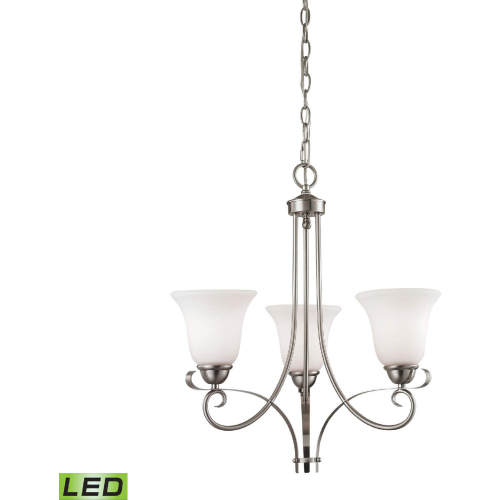 Brighton 20"W 3 Light Chandelier in Brushed Nickel & White Frosted Glass