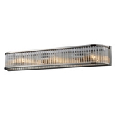 Braxton 3 Light Bath Vanity Fixture in Polished Nickel w/ Ribbed Glass