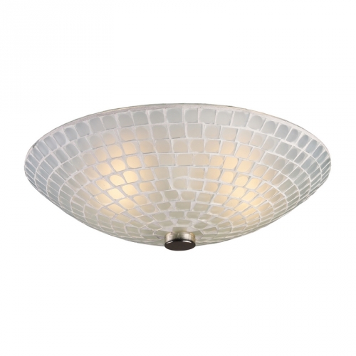 Fusion 2 Light Semi Flush Mount Light in Satin Nickel w/ White Mosaic Glass