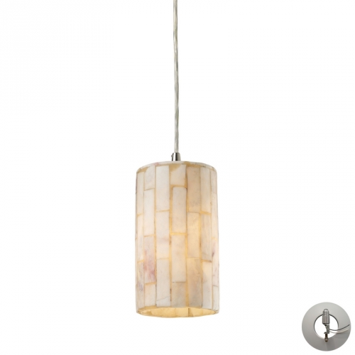 Coletta 1 Light Ceiling Pendant Light in Satin Nickel w/ Genuine Stone Shade