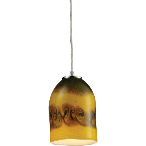 Cosmos 1 Light Ceiling Pendant Light in Satin Nickel & Comet Multicolor Glass