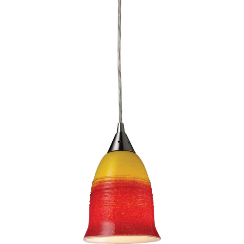 Horizon 5"W 1 Light Ceiling Pendant Light in Satin Nickel & Multicolor Glass