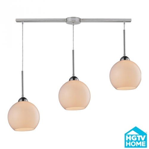 Cassandra 3 Light Ceiling Pendant Light in Polished Chrome & White Glass