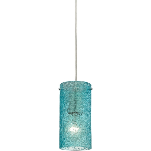 Ice Fragments 1 Light Pendant Light in Satin Nickel & Textured Aqua Glass