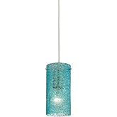 Ice Fragments 1 Light Pendant Light in Satin Nickel & Textured Aqua Glass