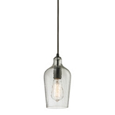 1 Light Mini Pendant Light in Oil Rubbed Bronze w/ Hammered Clear Glass