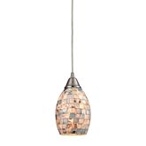 Capri 1 Light Ceiling Pendant Light in Satin Nickel w/ Gray Capiz Shell Shade