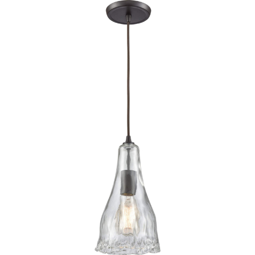 Hand Formed Glass 6"W 1 Light Ceiling Pendant Light in Oil Rubbed Bronze