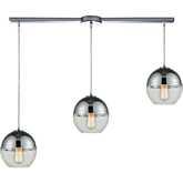 Revelo 38"W 3 Light Ceiling Pendant Light in Polished Chrome & Glass