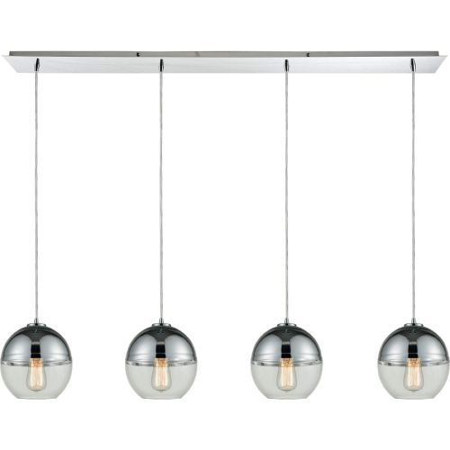 Revelo 46"W 4 Light Ceiling Pendant Light in Polished Chrome & Glass