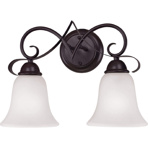 Brighton 2 Light Vanity Light in Oil Rubbed Bronze & White Glass