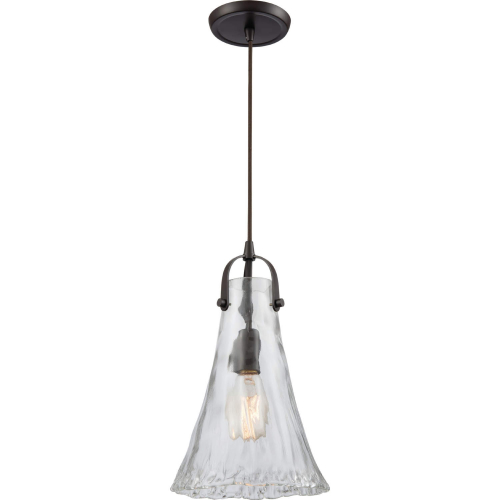 Hand Formed Glass 8"W 1 Light Ceiling Pendant Light in Oil Rubbed Bronze