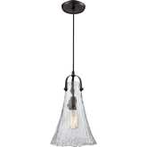 Hand Formed Glass 8"W 1 Light Ceiling Pendant Light in Oil Rubbed Bronze