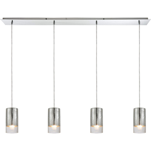 Tallula 46"W 4 Light Pendant in Polished Chrome & Clear Crackle Glass