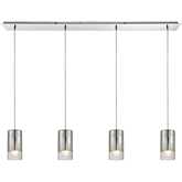 Tallula 46"W 4 Light Pendant in Polished Chrome & Clear Crackle Glass